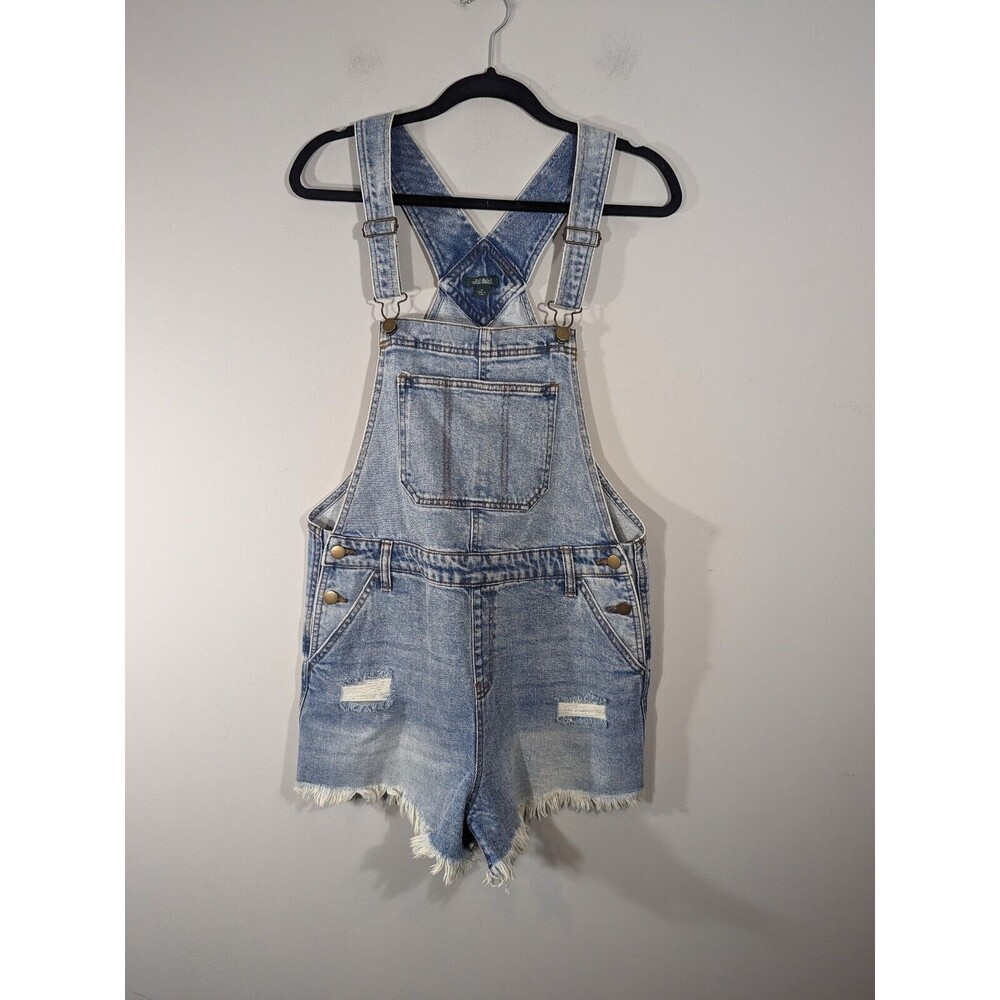 EUC Wild Fable Denim Distressed Overalls Shorts Women Size M